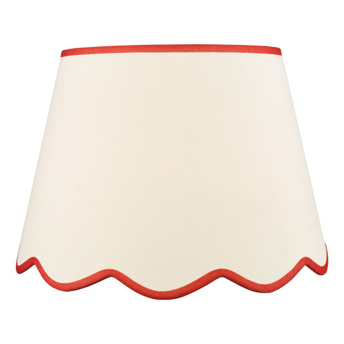 Poma Natural Linen and Red Scalloped Floor Lamp Shade Only