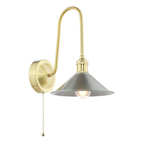 Hadano Natural Brass and Aged Pewter Shade Wall Light