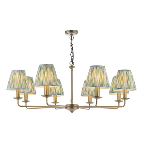 Favian 8 Light Matt Bronze with Soft Green Shades Pendant Light