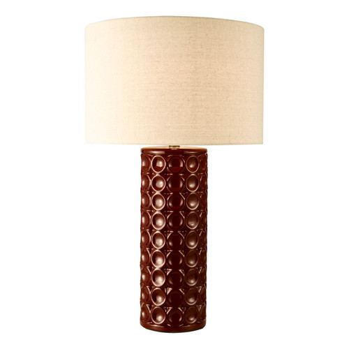 Raja Red and Antique Bronze With Natural Shade Table Lamp