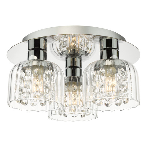 Forseti 3 Light Polished Chrome with Clear Glass IP44 Bathroom Ceiling Light