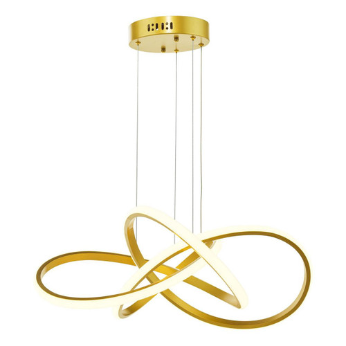 Dar Lighting Fusion Satin Gold LED Ringed Pendant Light 