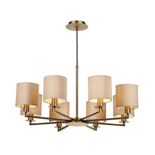 Dar Lighting Tyler 8 Light Antique Bronze With Taupe Shades Armed Pendant Light 
