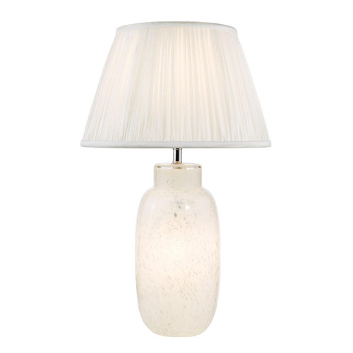 Dar Lighting Ileana White Glass with Ivory Shade Table Lamp 