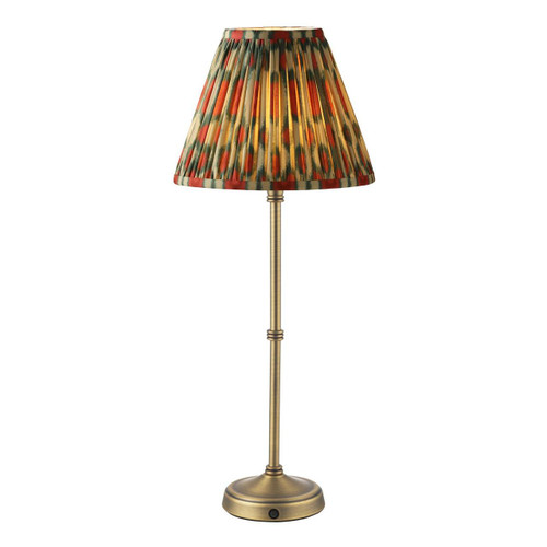 Dar Lighting Dahl Matt Antique Brass with Red Shade Rechargeable LED Table Lamp 
