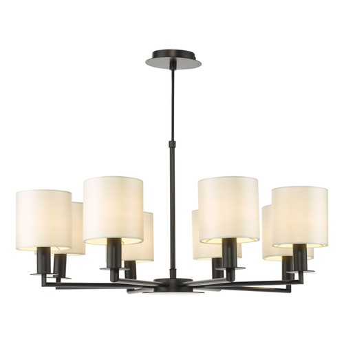 Tyler 8 Light Matt Black with Ivory Shades Pendant Light