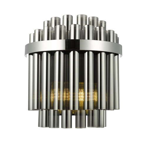 Dar Lighting Imani 2 Light Polished Chrome with Smoked Ribbed Diffusers Wall Light 