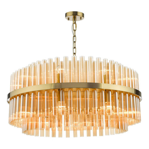 Dar Lighting Imani 16 Light Natural Brass and Champagne Diffuser Pendant Light 