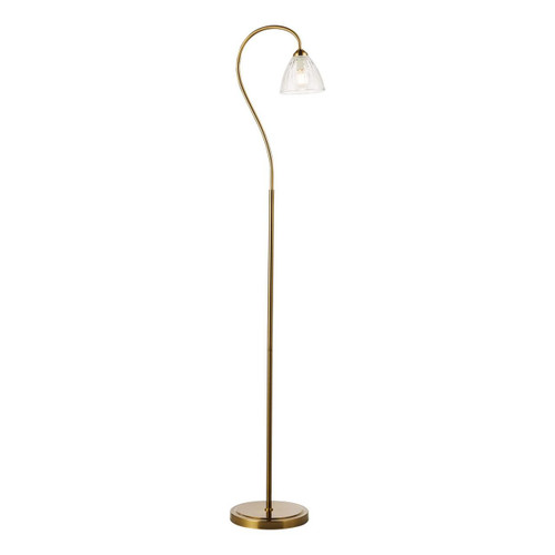 Dar Lighting Glynis Antique Bronze with Clear Ribbed Shade Floor Lamp 