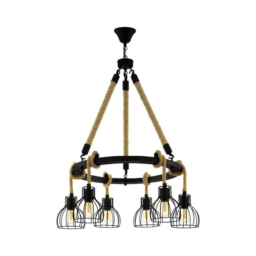 Eglo Lighting Rampside 6 Light Black Steel Pendant Light