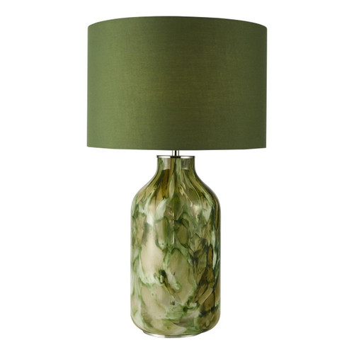 Dar Lighting Nuria Polished Chrome and Green Art With Green Shade Table Lamp 