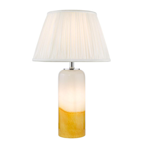 Dar Lighting Deandra Yellow and White Art Glass With Ivory Shade Table Lamp 