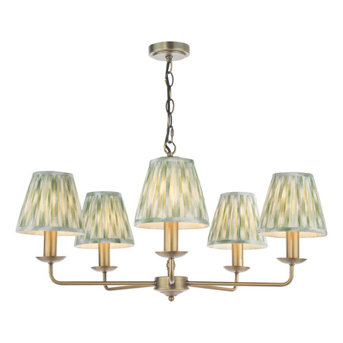 Dar Lighting Favian 5 Light Matt Bronze with Green Shades Pendant Light 