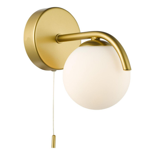 Dar Lighting Orlena Satin Gold with White Opal Diffuser Wall Light 