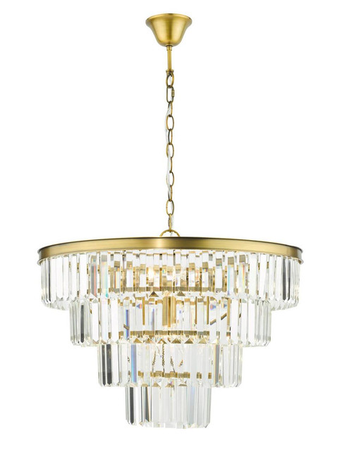 Dar Lighting Rhapsody 6 Light Natural Brass and Clear Crystals Chandelier 