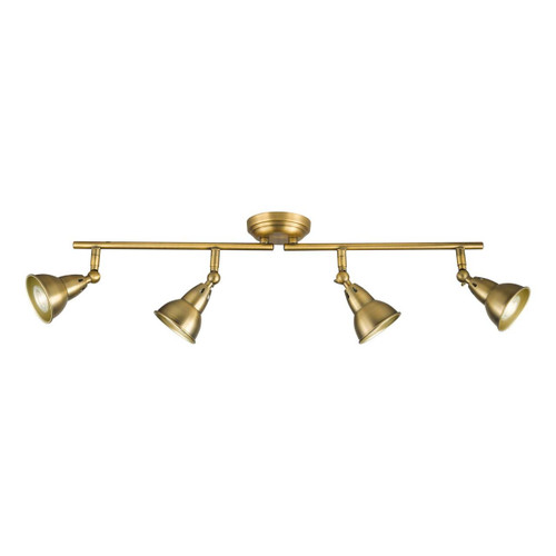 Dar Lighting Nathaniel 4 Light Aged Brass Adjustable Bar Ceiling Spotlight 
