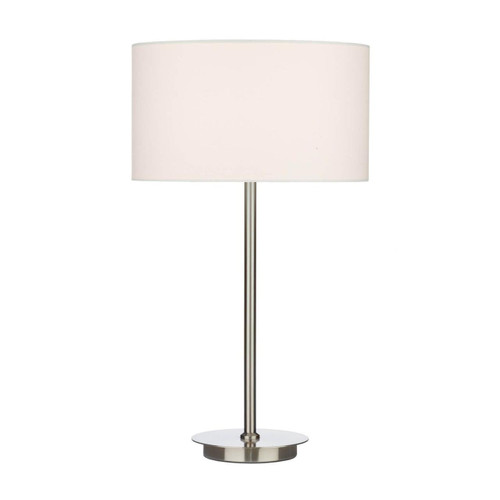 Dar Lighting Tuscan Satin Chrome With Ivory Shade Table Lamp 