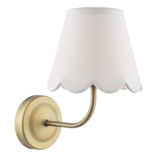 Dar Lighting Navarro Matt Antique Brass Rechargeable With Ivory Shade LED Wall Light 