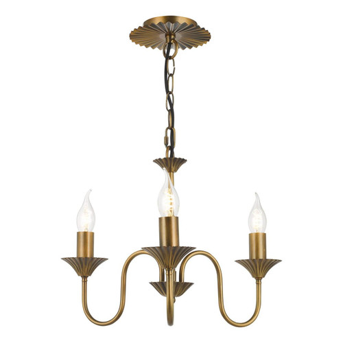 Dar Lighting Lydian 3 Light Antique Bronze Chandelier 