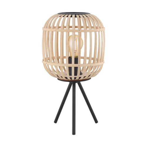 Eglo Lighting Bordesley Black Steel with Wood Shade Table Lamp