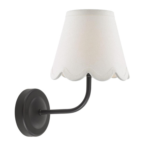 Dar Lighting Navarro Matt Black Rechargeable with Ivory Shade LED Wall Light 