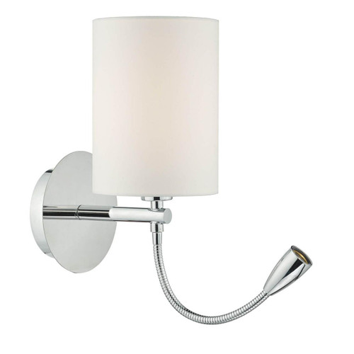 Dar Lighting Feta 2 Light Polished Chrome with Ivory Shade Adjustable Reading LED Wall Light 