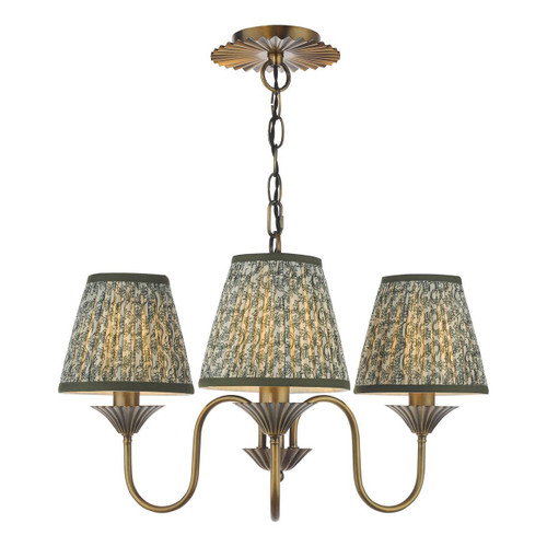Dar Lighting Lydian 3 Light Antique Bronze with Green Shades Pendant Light 