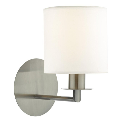 Dar Lighting Tyler Satin Nickel With Ivory Shade Wall Light 
