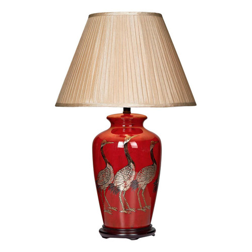 Dar Lighting Bertha Red with Taupe Shade Table Lamp 