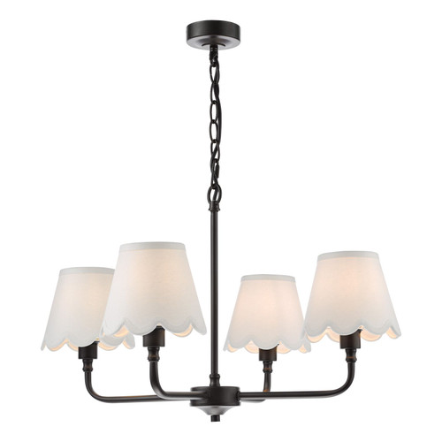 Padme 4 Light Matt Black with Ivory Shades Pendant Light