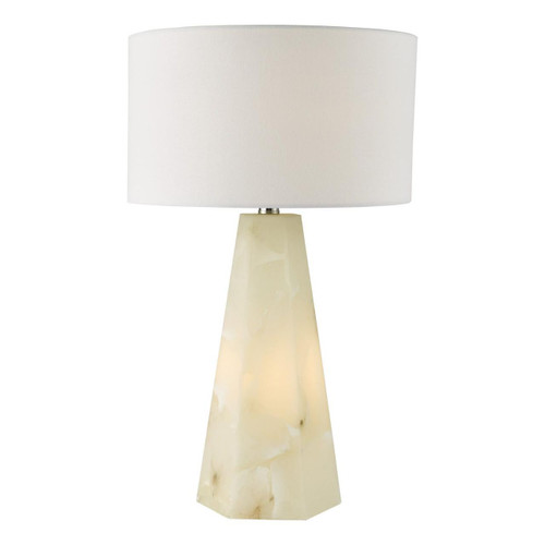 Dar Lighting Paget Matt Antique Brass and Alabaster with White Shade Table Lamp 