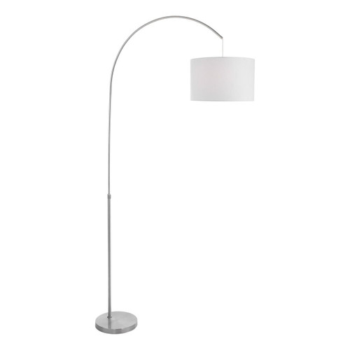 Dar Lighting Bow Satin Nickel With White Shade Floor Lamp  Dar Lighting Bow Satin Nickel With White Shade Floor Lamp