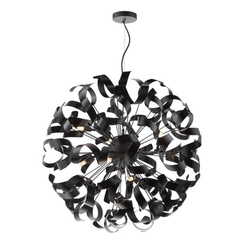 Dar Lighting Swash 12 Light Black with Black Ribbons Pendant Light  Dar Lighting Swash 12 Light Black with Black Ribbons Pendant Light