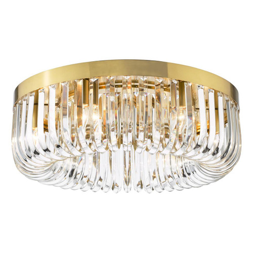 Dar Lighting Sigourney 6 Light Satin Gold and Clear Crystal Flush Ceiling Light  Dar Lighting Sigourney 6 Light Satin Gold and Clear Crystal Flush Ceiling Light