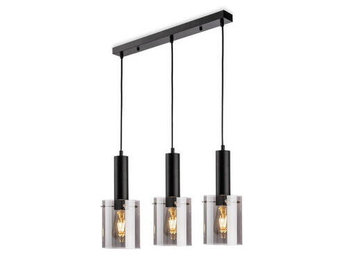 Firstlight Products Phase 3 Light Black with Smoked Glass Bar Pendant Light 