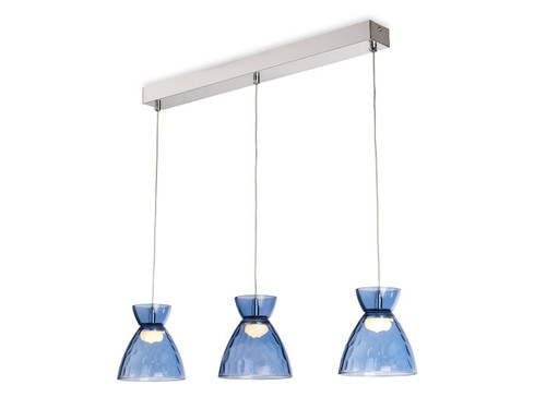 Firstlight Products Royale 3 Light Chrome with Blue Glass LED Bar Pendant Light 