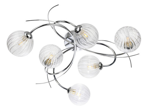 Firstlight Products Elba 6 Light Polished Chrome with Ribbed Glass Semi-Flush Ceiling Light 