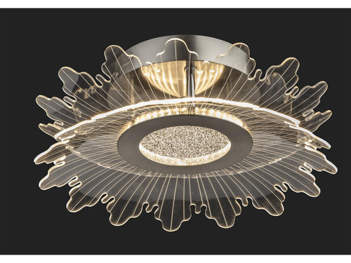 Firstlight Products Trinity Brushed Steel with Clear Acrylic Flower LED Flush Ceiling Light 