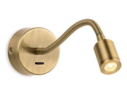 Firstlight Products Spring Antique Brass with Adjustable Reading LED Wall Spotlight 