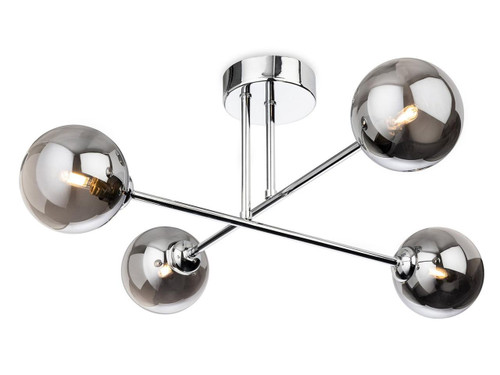 Firstlight Products Lando 4 Light Polished Chrome with Smoked Glass Semi-Flush Ceiling Light 