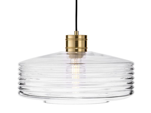 Firstlight Products Porto Brushed Brass with Clear Ribbed Glass Pendant Light 