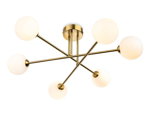 Firstlight Products Lando 6 Light Brused Brass with Opal Glass Semi-Flush Ceiling Light 