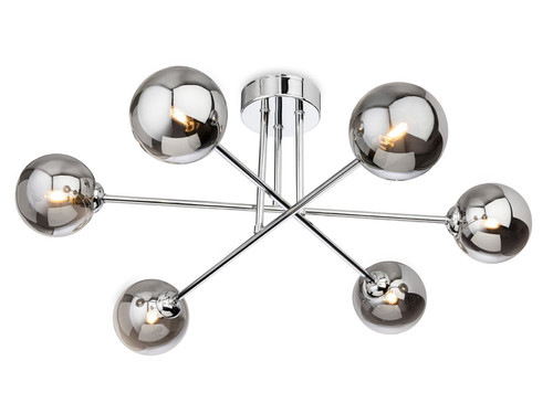 Lando 6 Light Polished Chrome with Smoked Glass Semi-Flush Ceiling Light