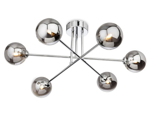 Firstlight Products Lando 6 Light Polished Chrome with Smoked Glass Semi-Flush Ceiling Light 