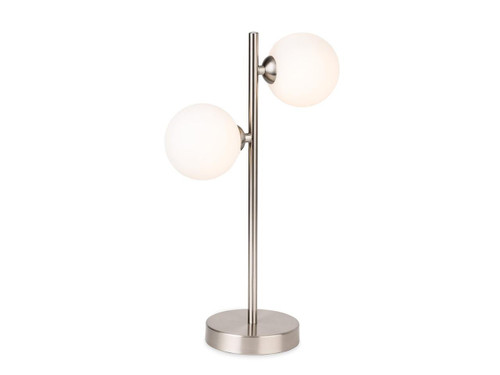 Firstlight Products Lyric 2 Light Brushed Steel with Opal Glass Table Lamp 