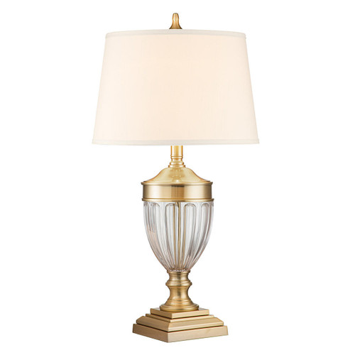 Quoizel Dennison Brushed Brass with Cream Shade Table Lamp 