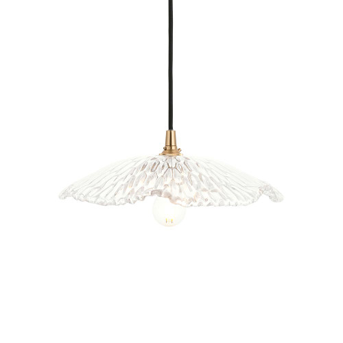 Eltham Brushed Aged Brass with Black Cable and Orchid Clear Glass Shade Pendant Light