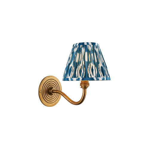 Ripple Curve Brass Patina with Marlin Blue Ikat Shade 16cm Wall Light