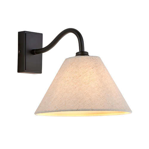 Endon Lighting Knole Matt Black with Natural Shade Wall Light 
