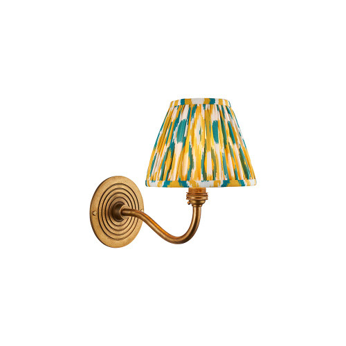 Ripple Curve Brass Patina with Yellow Jade Ikat Shade 16cm Wall Light